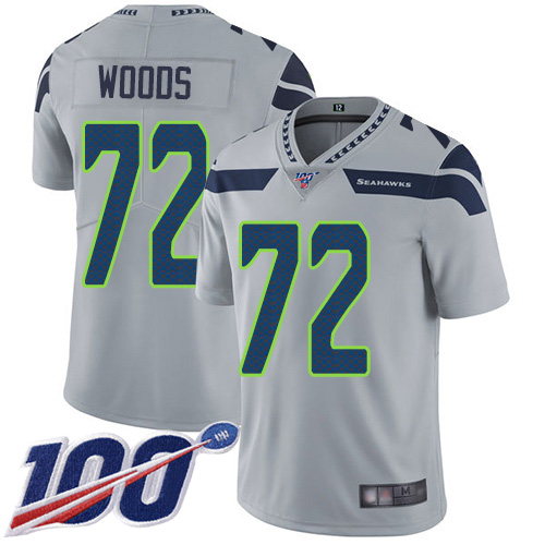 Seattle Seahawks Limited Grey Men Al Woods Alternate Jersey NFL Football #72 100th Season Vapor Untouchable